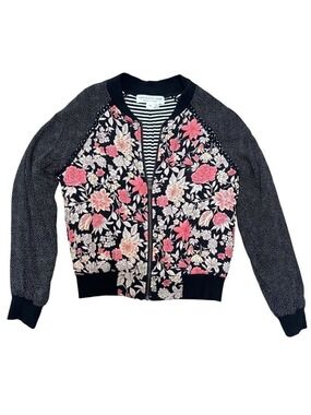 Saltwater LUXE Floral Bomber Jacket - Black and Pink, Size XS